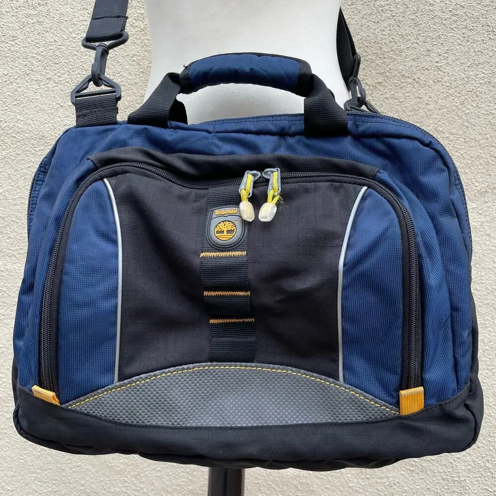 Timberland Blue Yellow Expandable Messenger Style Laptop Bag